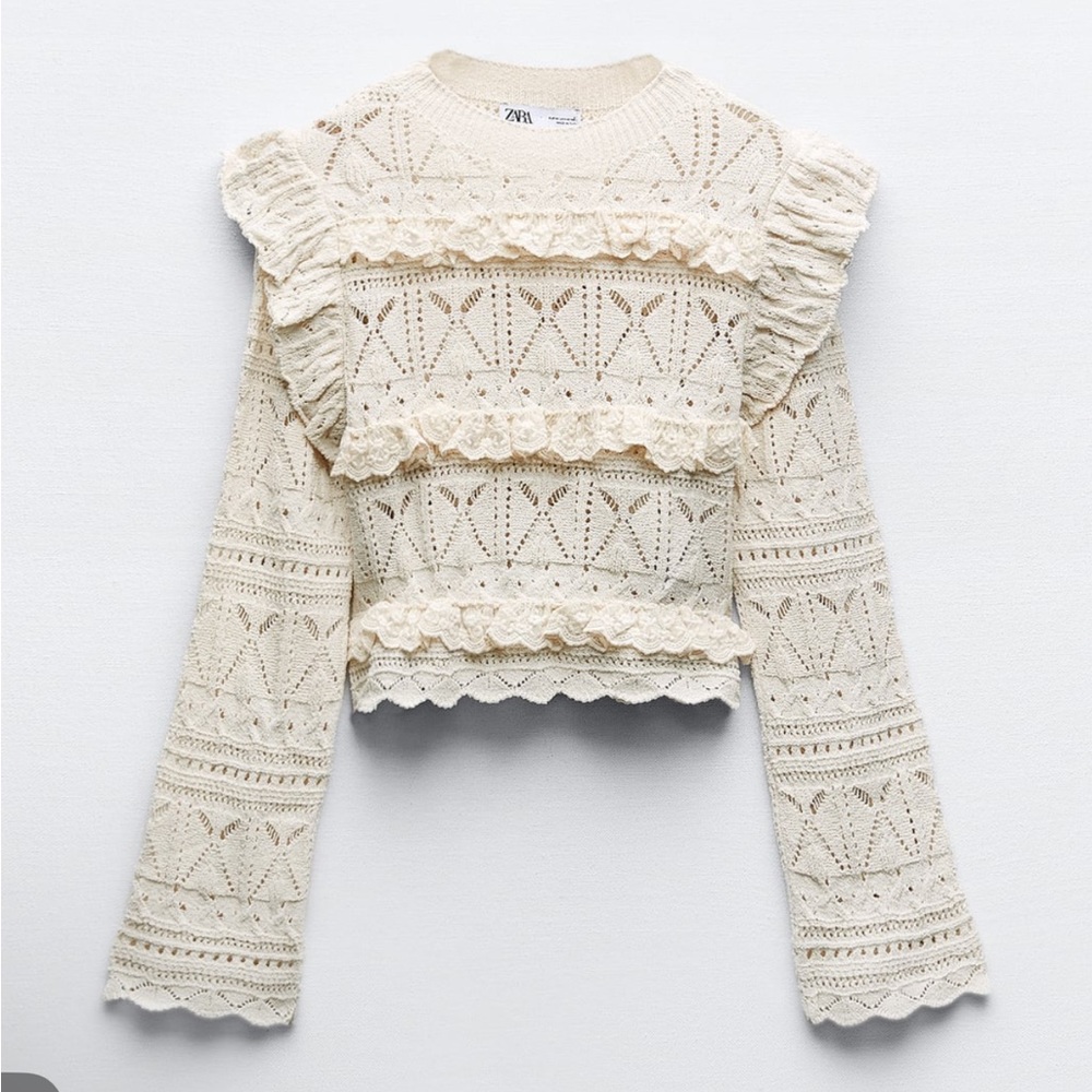 Zara NWT knit long sleeves top Sz L - Picture 7 of 8